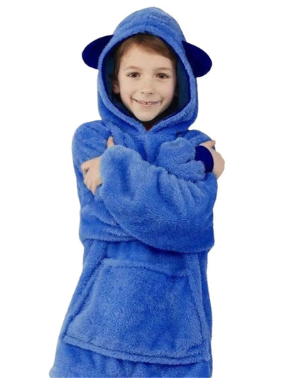 sweatplaids Pull Plaid Enfant Bleu avec sac de rangement